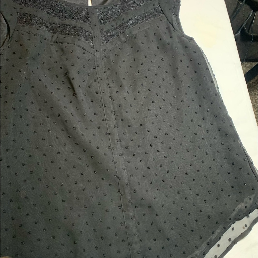 Candie's Black Swiss Dot A-Line Skirt with Lace Yoke